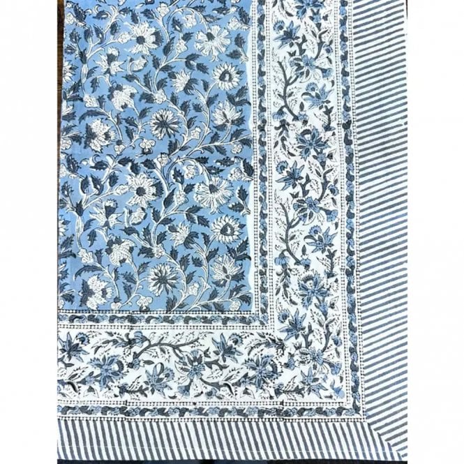Essential Designs London Blue Floral Printed Cotton Table Cloth