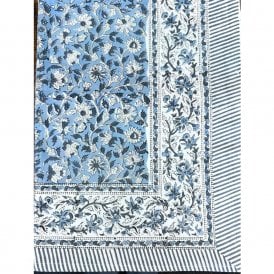 Blue Floral Printed Cotton Table Cloth