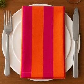 Chunky Orange Stripe Cotton Napkin