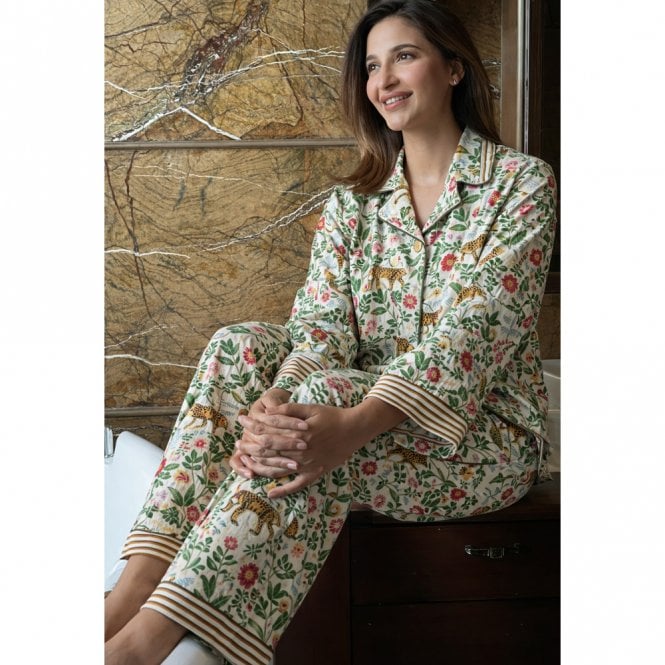 Essential Designs London Floral Tiger Hand Printed Cotton Pyjamas