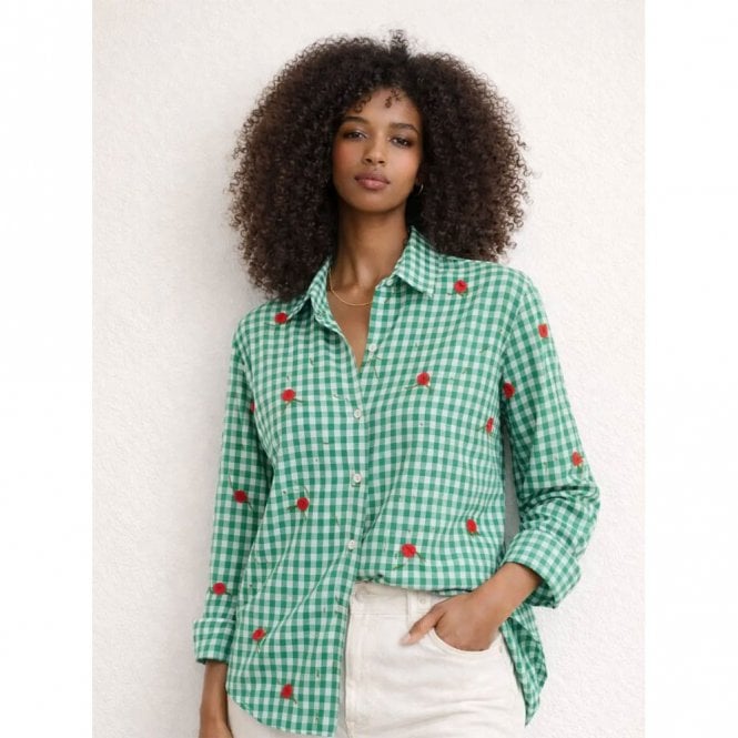 Essential Designs London Green Check Embroidered Cotton Shirt
