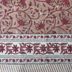 Pink Floral Cotton Tablecloth