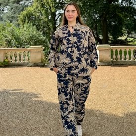 Spring Grey & Blue Floral Hand Printed Cotton Pyjamas