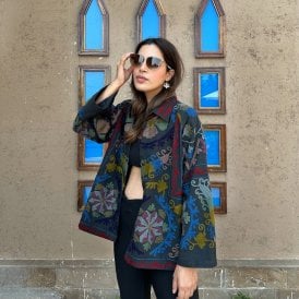 Suzani Black & Mustard Pattern Bolero Jacket
