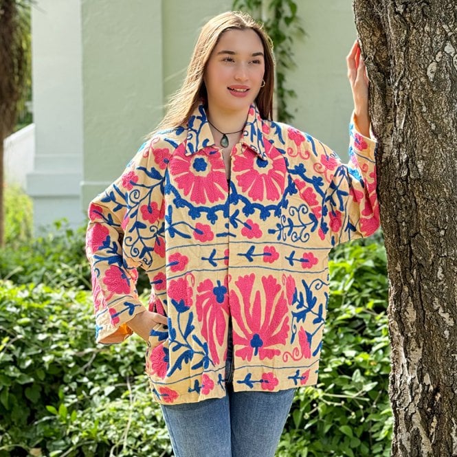 Essential Designs London Suzani Pink & Blue Bolero Jacket