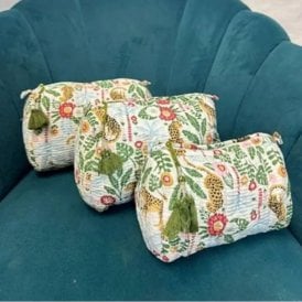 White Floral Tiger Wash Bag