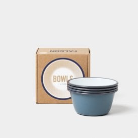 Enamel Set of 4 12cm Bowls Pigeon Grey