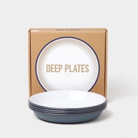 Enamel Set of 4 Deep Plates Pigeon Grey