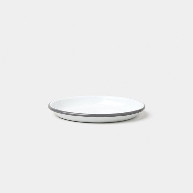 Falcon Enamelware Enamel Side Plate White with Pigeon Grey Rim