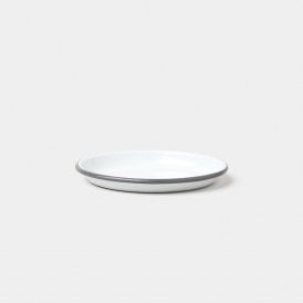 Enamel Side Plate White with Pigeon Grey Rim