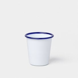 Enamel Tumbler White with Blue Rim