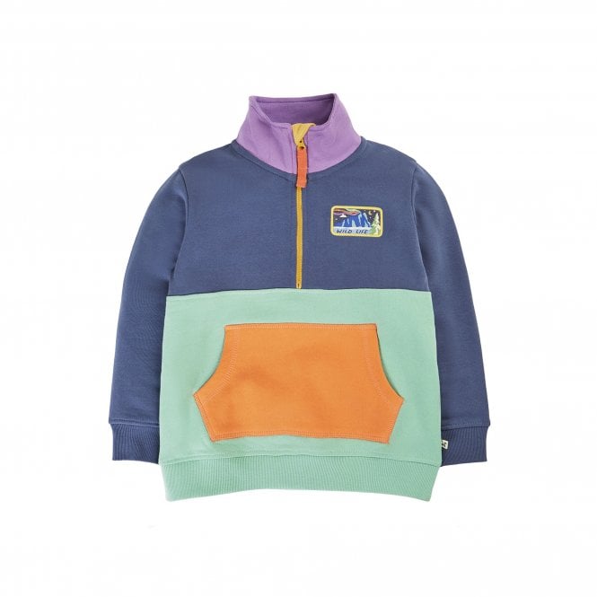 Frugi Hotchpotch Wildlife Handy Half Zip Sweatshirt