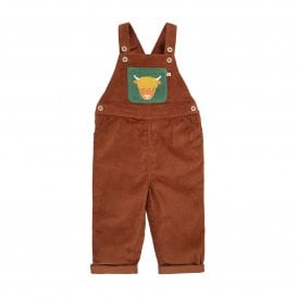 Rust Highland Cow Sebby Cord Dungaree