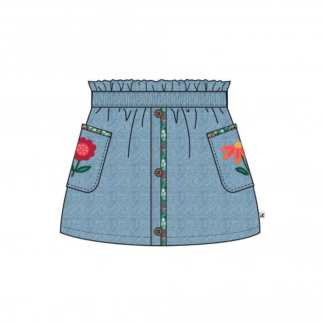 Frugi Selena Wildflower Denim Skirt