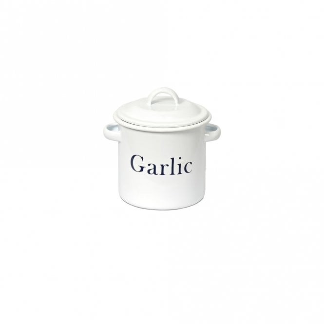 Garden Trading Enamel White Garlic Storage Pot