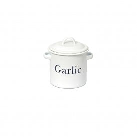 Enamel White Garlic Storage Pot