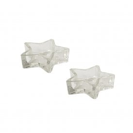 Leverton Glass Star Tealight Holders Set of 2