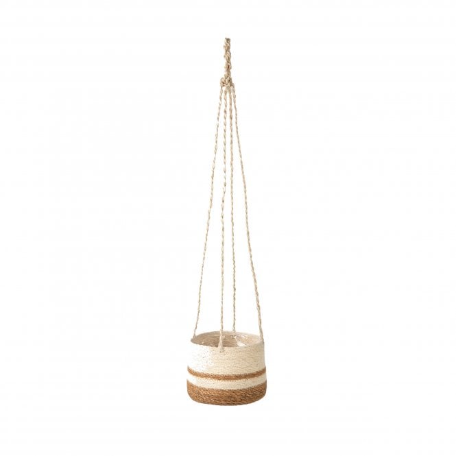Garden Trading Natural Seagrass Multi Stripe Hanging Plant Pot - Large