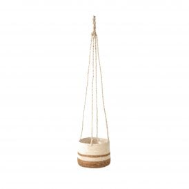 Natural Seagrass Multi Stripe Hanging Plant Pot - Large