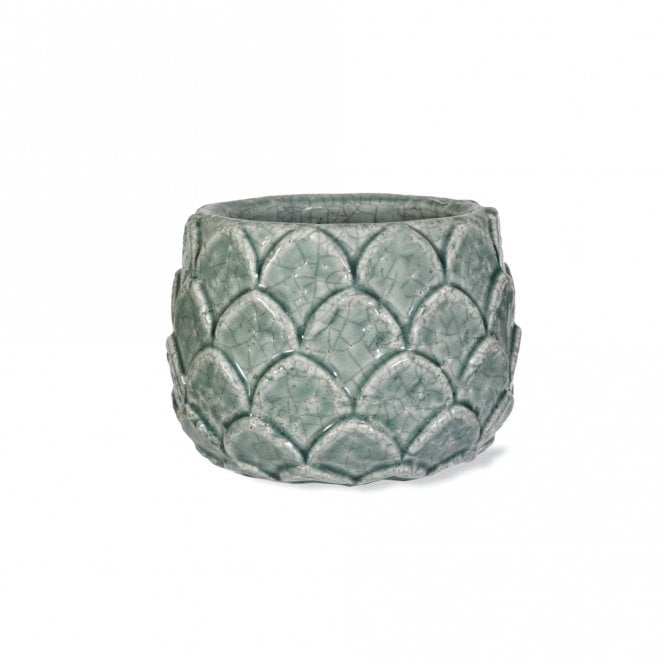 Garden Trading Small Aqua Ceramic Artichoke Pot