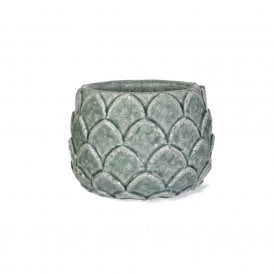 Small Aqua Ceramic Artichoke Pot
