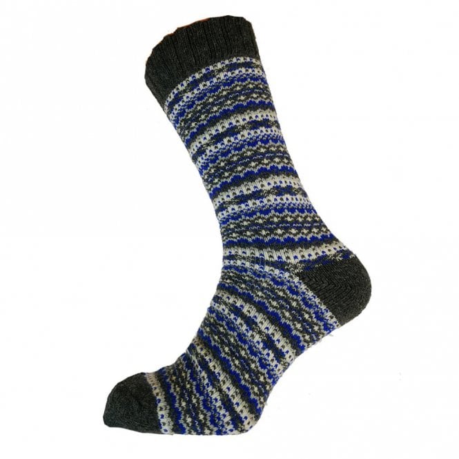 Gemjar Men's Grey, Blue & White Nordic Wool Blend Socks