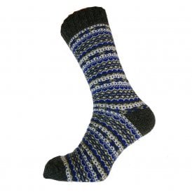 Men's Grey, Blue & White Nordic Wool Blend Socks