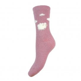 Pink Fluffy Sheep & Clouds Wool Blend Socks