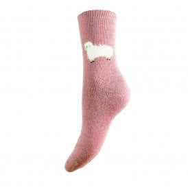 Pink Fluffy Sheep Wool Blend Socks