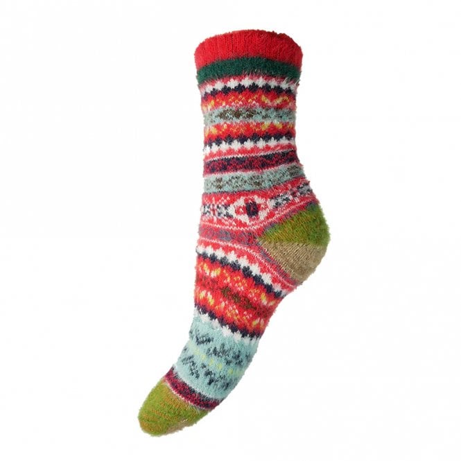 Gemjar Red & Green Patterned Wool Blend Socks