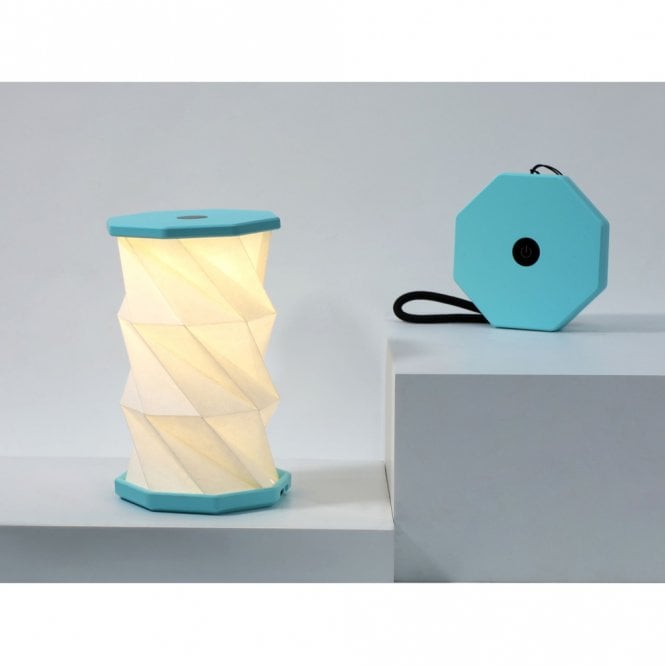 Gingko Design Teal Mini Hexagon Twist Lamp