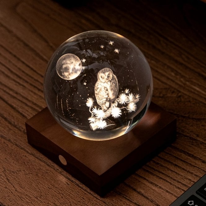 Gingko Design The Owl Moon Amber Crystal Light