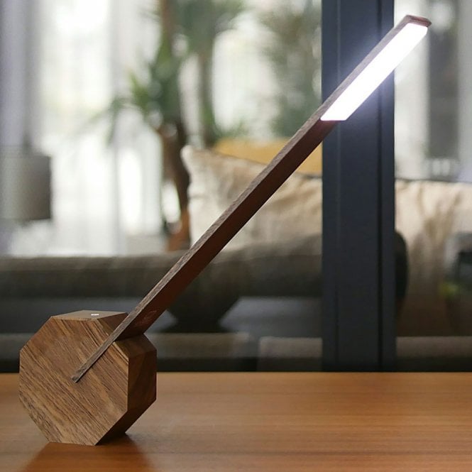 Gingko Design Walnut Octagon One Portable Desk Light