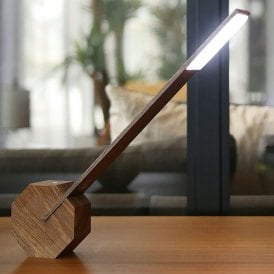 Walnut Octagon One Portable Desk Light