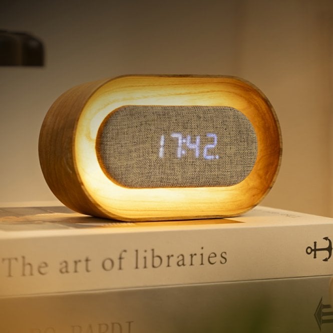 Gingko Design White Ash Oval Lumos Clock