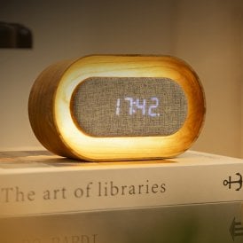 White Ash Oval Lumos Clock