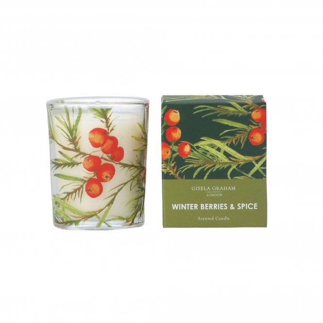 Gisela Graham Botanical Spray Winter Berries & Spice Scented Pot Candle - Mini