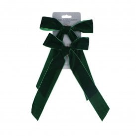 Dark Green Velvet Bow Hanging Decoration Pack of Two