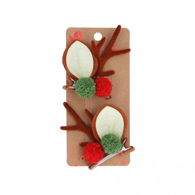 Gisela Graham Fabric Antler Hairclips Pack of 2