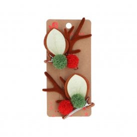 Fabric Antler Hairclips Pack of 2
