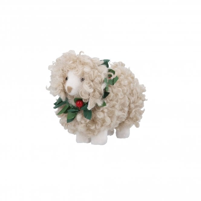 Gisela Graham Fabric Sheep with Wreath Ornament