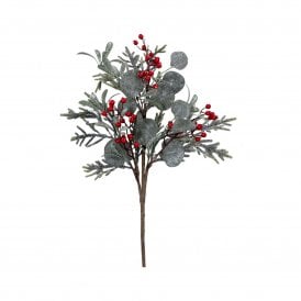 Frosted Leaf Red Berry Branch