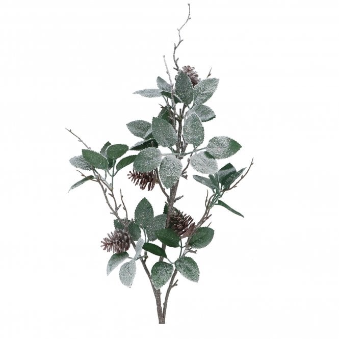 Gisela Graham Frosted Leaves and Cones Spray