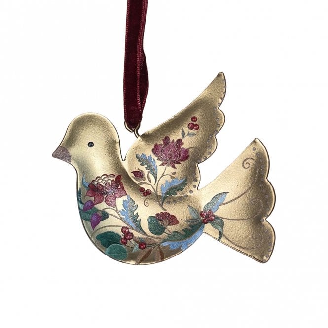 Gisela Graham Gold Floribunda Hanging Tin Bird