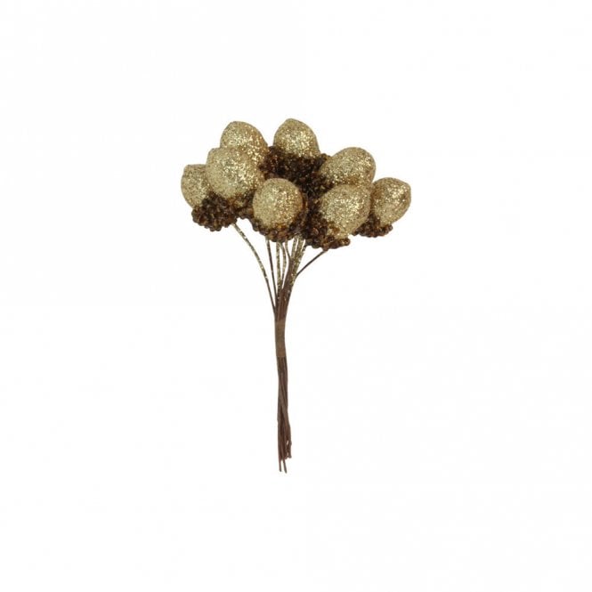 Gisela Graham Gold Glitter Acorn Pick