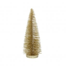Gold Glitter Bristle Christmas Tree Decoration