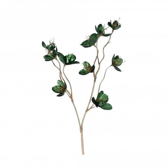 Gisela Graham Green Foil Mini Hellebore Spray