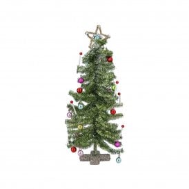 Green Tinsel Christmas Tree Decoration