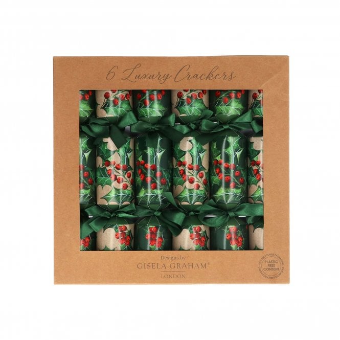 Gisela Graham Holly Box of 6 Luxury Crackers