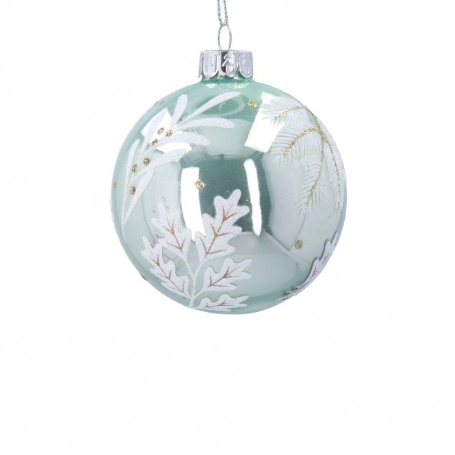 Gisela Graham Light Green Winter Mirror Glass Bauble